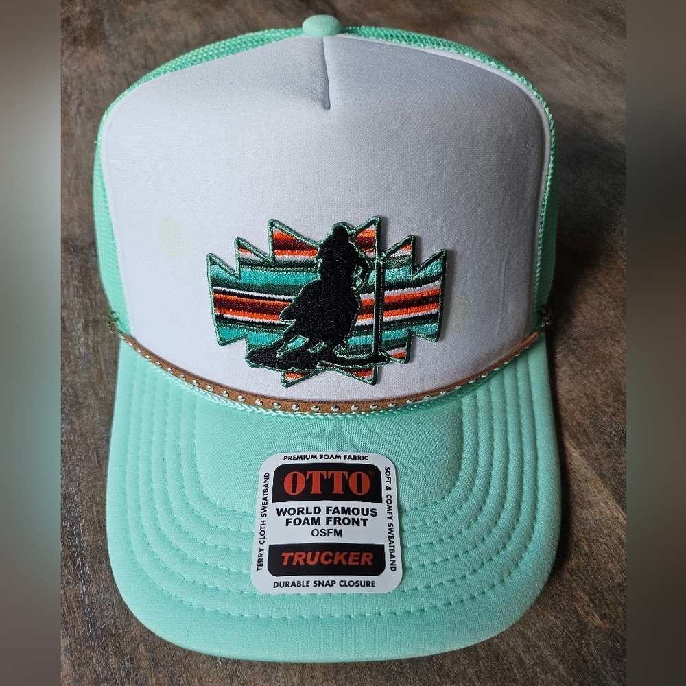 NWT OTTO Sea Foam Green Snapback Hat with Horse Pole Bending Embroidered Patch - Picture 1 of 1